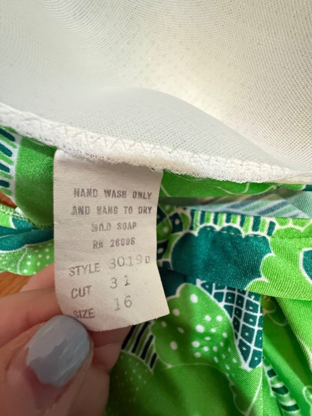 Elisabeth Stewart Green & White Floral One-Piece Swimsuit Size 16 VINTAGE USA - Picture 5 of 7